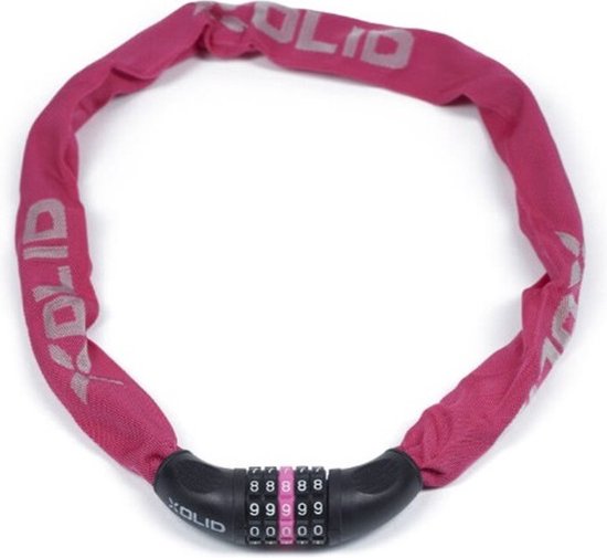 Xolid Fietsslot - kettingslot met cijferslot - 90 cm - fuchsia roze - fiets - 5-cijfers combinatieslot van XO