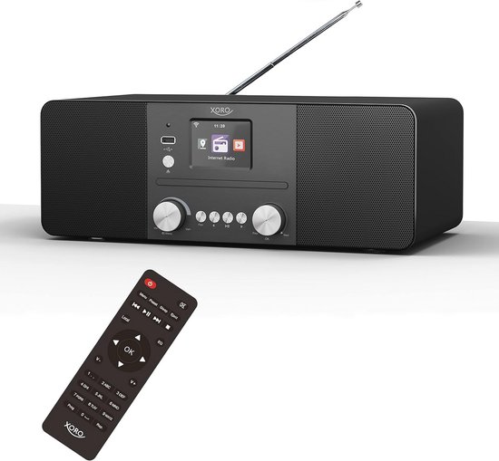 XORO HMT 620 All-in-One stereo internetradio met cd-speler, DAB+/FM-radio, wifi, Bluetooth, Spotify Connect, MP3 USB-speler, netwerkstreaming, app-bediening, zwart van Merkloos