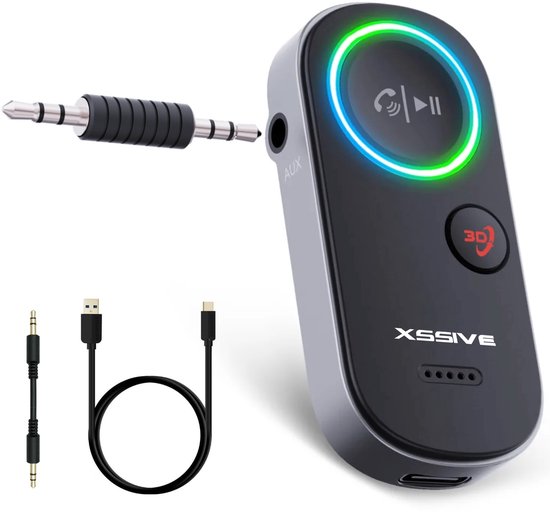 Xssive AR06 Bluetooth Receiver - 3D Boost & Handsfree Bellen - Bluetooth Ontvanger voor Auto & Gaming - Geschikt voor PS5, Nintendo Switch, Versterker, Aux Jack van Merkloos