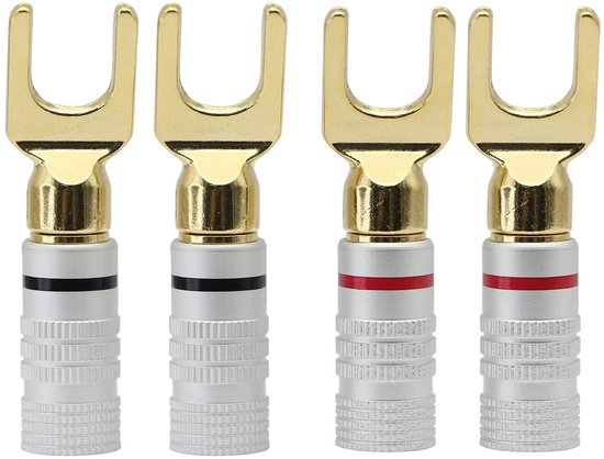 Y Spade 45 Degree Speaker Connector, Pure Copper Audio Jack Plug for Speaker Wire with Screw Lock - 4 Pieces - ShopVlot