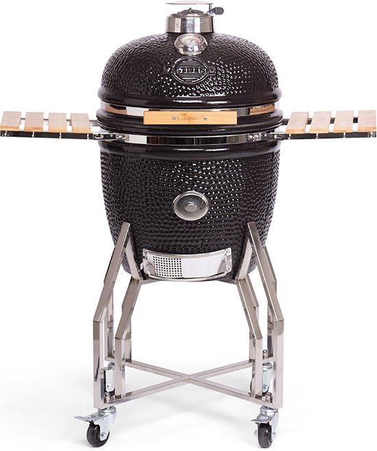 Yakiniku - BBQ Kamado 19 Inch Large met Onderstel en Zijtafels - Keramiek - Zwart van Yakiniku