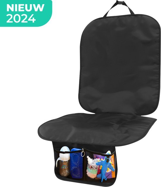 YE Autostoelbeschermer Luxe versie - Zwart - Dikke Stof - Ook voor Easifix-Systemen - Voorkomt Verschuiven - Handige opbergvakken van YE