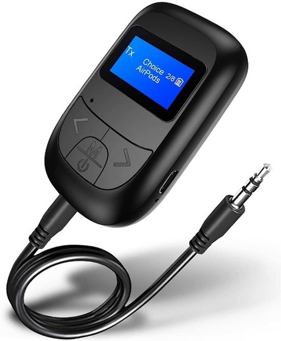 Ynkkvre - Bluetooth 5.0 Audio Adapter- met LCD-Scherm – Draadloze Zender & Ontvanger – 3.5mm AUX – Voor TV, Auto, PC & Speakers – Compact & Snelle Verbinding van Merkloos