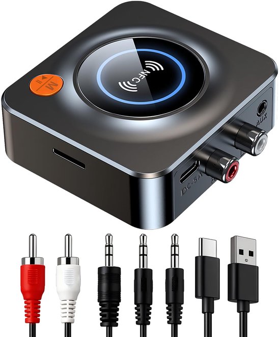 Ynkkvre -Bluetooth 5.1-ontvanger met RCA 3,5 mm AUX-jackadapter, draadloze audio-ontvanger Geschikt voor stereosystemen-Draadloos Muziek Streamen naar Stereo van Merkloos