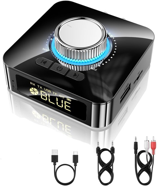 Ynkkvre -Bluetooth 6.0 Audio Adapter met AUX & RCA – Draadloze Ontvanger met HiFi Geluid, 10m Bereik, voor TV, Luidsprekers & PC van Ynkkvre