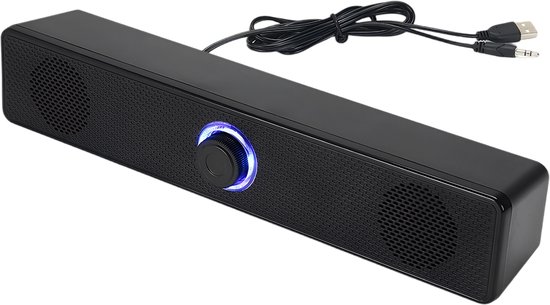 Ynkkvre – Computerluidspreker – draagbare HiFi stereo soundbar met volumeregeling – 3.5mm AUX USB desktop speaker voor pc, laptop, telefoon en tablet