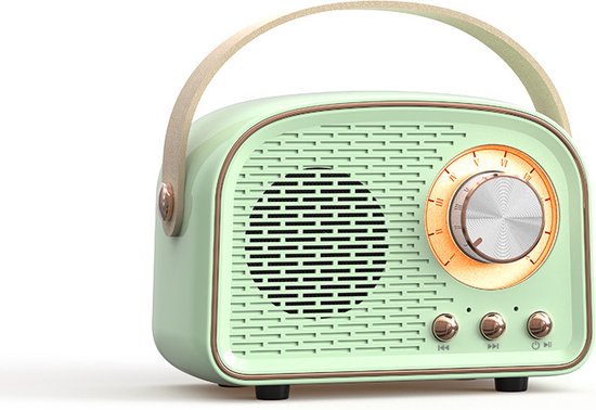 Ynkkvre - Draadloze Retro Speaker - Mini Bluetooth Box - Draagbare Luidspreker - Bluetooth 5.0 - FM Radio & USB/SD - Snellaadbaar - 5 uur Speeltijd - Compact Design - Mintgroen van Merkloos