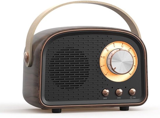Ynkkvre - Draadloze Retro Speaker - Mini Bluetooth Box - Draagbare Luidspreker - Bluetooth 5.0 - FM Radio & USB/SD - Snellaadbaar - 5 uur Speeltijd - Compact Design - Zwart van Merkloos