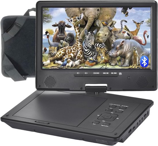 YOOHOO12.5"Bluetooth draagbare dvd-speler met 10,5" draaibaar scherm Auto voor kinderen, ondersteunt oplaadbare batterij, gratis voor alle regio's, direct afspelen van alle formaten MKV/MP4/WAV/MP3/CD