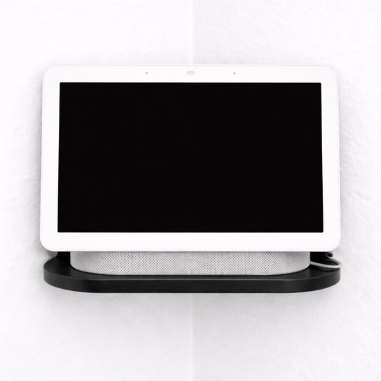 YUOM. Hoek Wandhouder geschikt voor Google Nest Hub – incl. Schroeven en Pluggen - Hoek Muurbeugel / Wall Mount – Gen 1 & 2 – Zwart van Merkloos