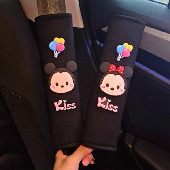 Zachte Gordelbeschermers - Geschikt voor Kinderen - Set van 2 Gordelhoezen - Zachte Gordel Hoes Beschermer - Muizen - Auto Accessoires van Tiamo