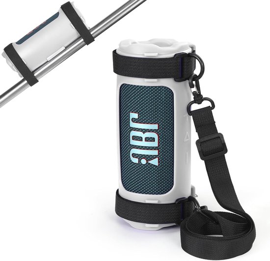 Zachte silicone hoes voor JBL Flip 7 draagbare luidspreker met schouderriem en fietsbevestiging - Bescherming, duurzaamheid en stijl (Grijs)