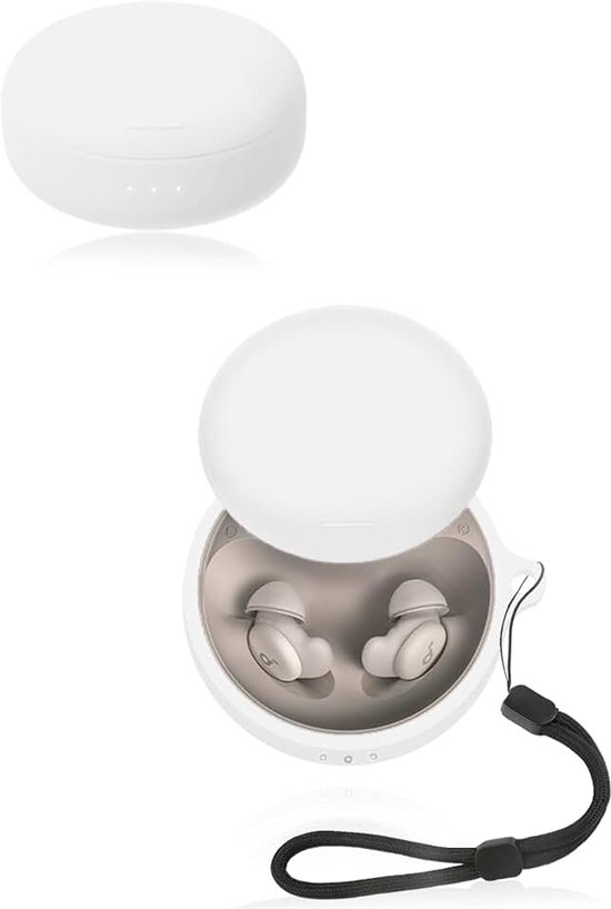 Zachte siliconen hoes compatibel met Anker Soundcore Sleep A20 oordopjes, compatibel met Anker Soundcore Sleep A20, met omhangband, stofdicht, stootvast en duurzaam, wit