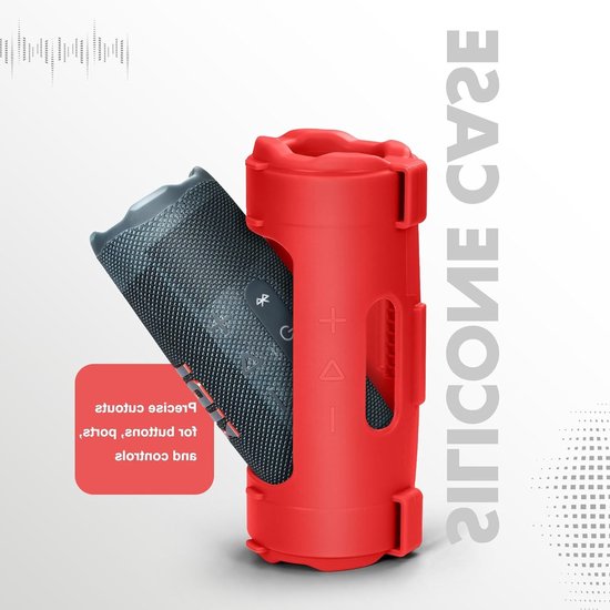 Zachte Silikonencase voor Draagbare Bluetooth Speaker, Inclusief Schouderriem en Fietshouder (Rood)