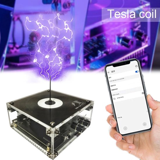 Zolara Tesla Coil Luidspreker - Educatieve Experimenteerset - Wetenschappelijk speelgoed - Desktop - Mini Bluetooth Muziek Tesla-lichtbuis - Draagbare plasma-booggenerator - Draadloze speaker met aanraakbare kunstmatige bliksem van Merkloos
