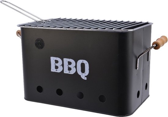 Zwarte houtskool barbecue/bbq emmer 33 x 21 cm rechthoekig - Houtskoolbarbecues van Papillon
