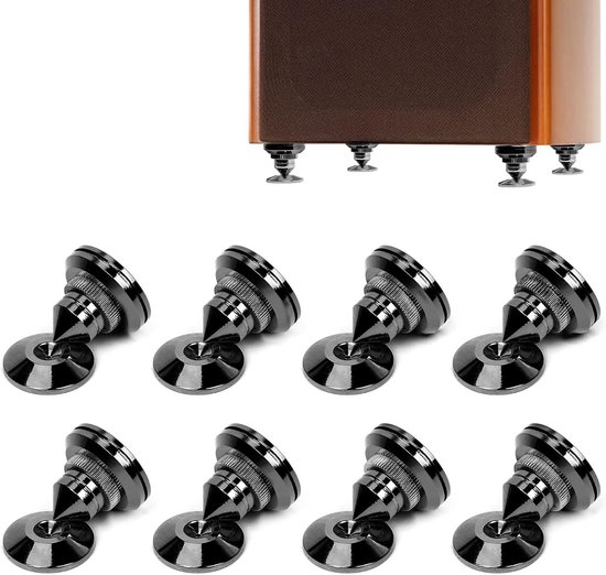 Zwarte Luidsprekerspikes – 8 Stuks Schokdempers en Anti-Vibratie Luidsprekerstandaard van Aardich
