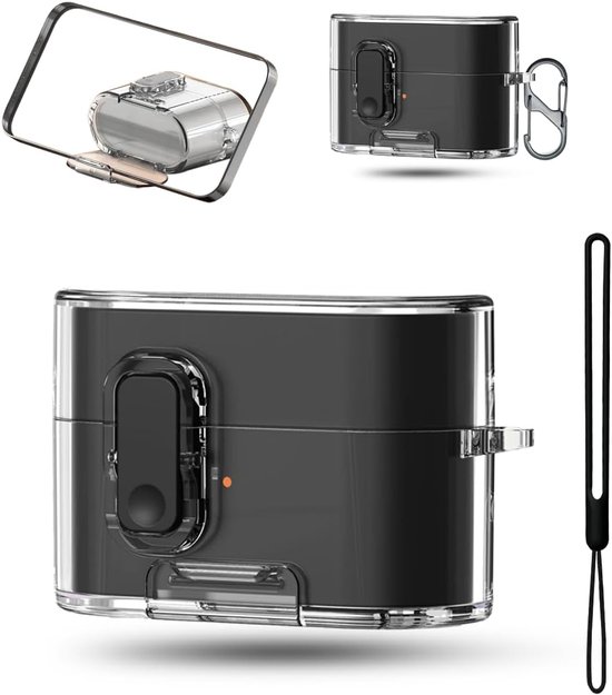 zwarte TPU-hoes voor Sony-WF-1000XM6 | Accessoires inbegrepen: draagkoord en 8-vormige ring | Krasbestendige schokbescherming, directe installatie, helder ontwerp