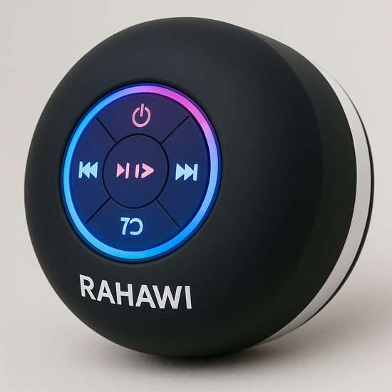 Zwarte Waterdichte LED Bluetooth Douche Luidspreker / speaker met Zuignap - USB Oplaadbaar - Geschikt voor Smartphone, Tablet en PC - IPX-4 van Fancey